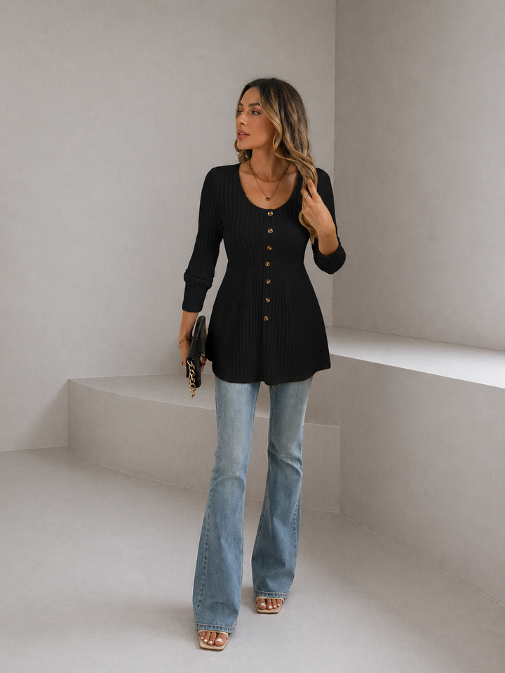 DOLLY™ – Polished Round Neck Long Sleeve Top