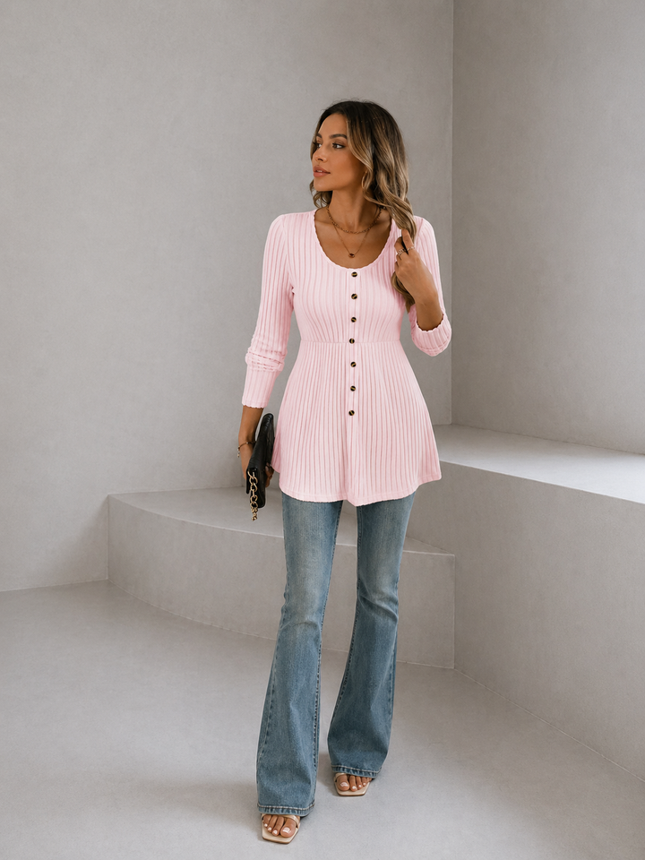 DOLLY™ – Polished Round Neck Long Sleeve Top