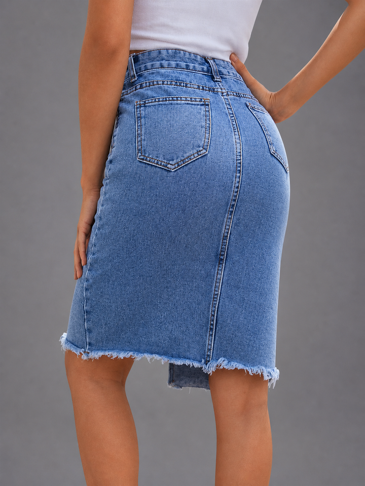GISELE™ – Casual Slit Midi Denim Skirt