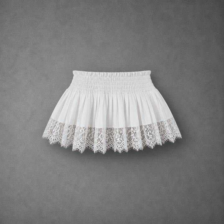 VINA™ - Low Waist Lace Mini Skirt with Pleated A-Line Wear