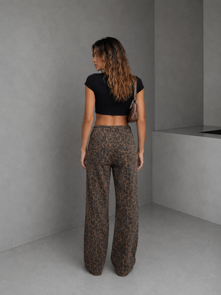 PENELOPE™ – Casual Leopard Print Wide Leg Trousers
