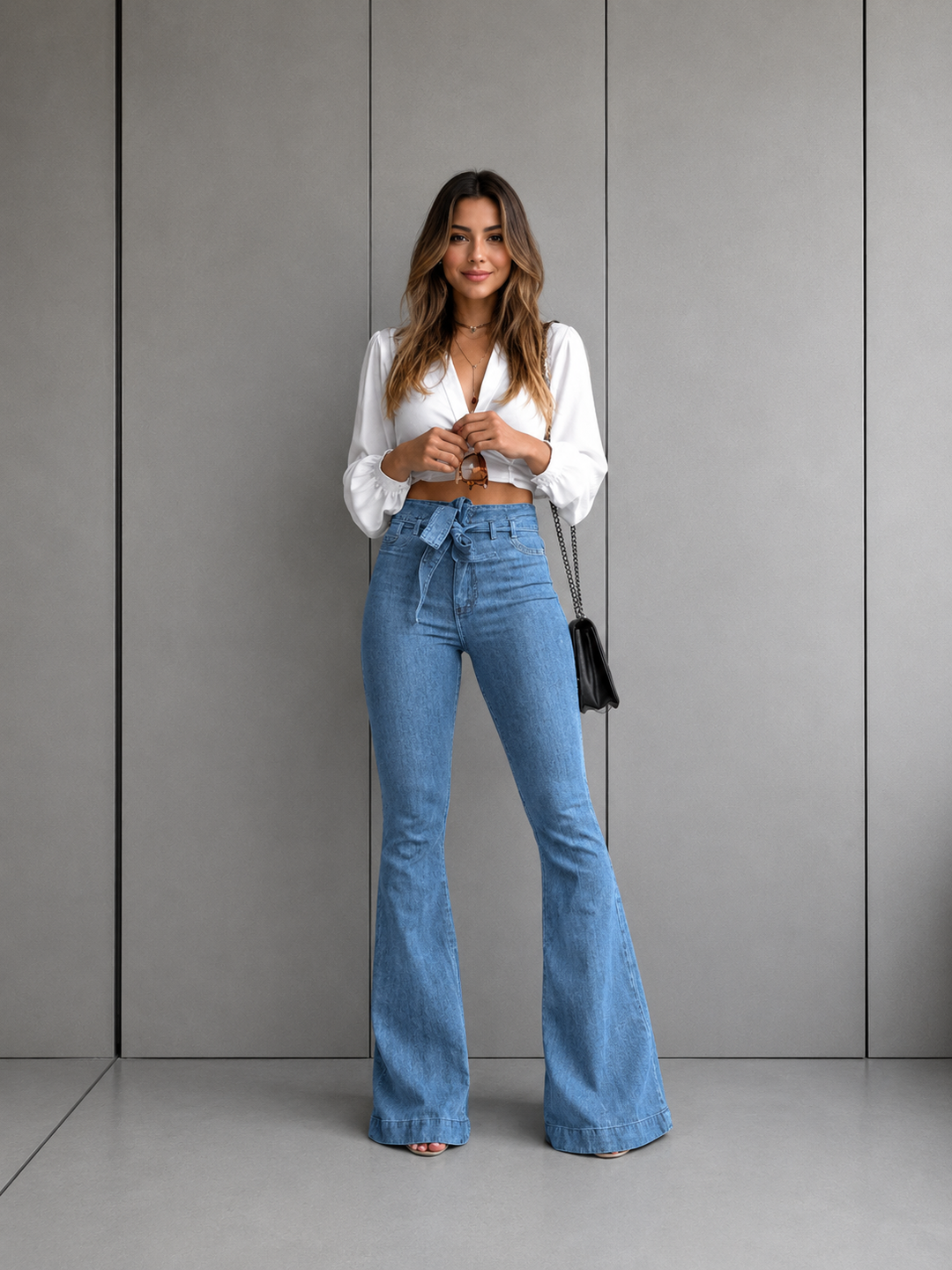 KYRA™ – Vintage Wide Leg Lace-Up Flared Pants