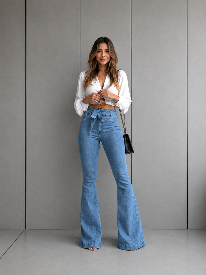 KYRA™ – Vintage Wide Leg Lace-Up Flared Pants