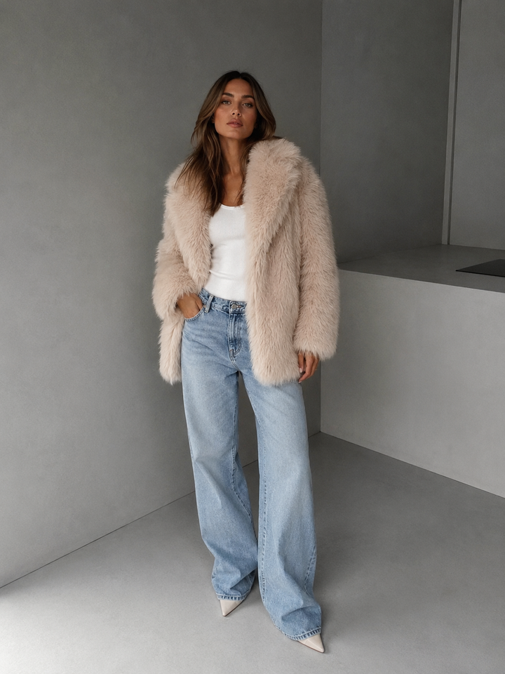 VICTORIA™ - Trendy Oversized Collar Detail Cropped Winter Jacket