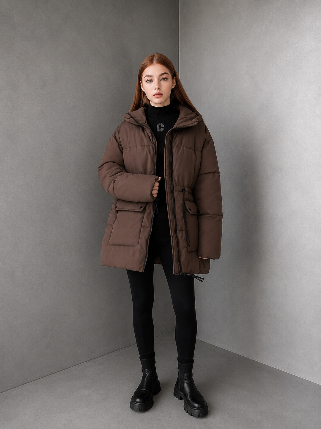 GWYNETH™ - Comfy Zip-Up Hooded Puffer Jacket