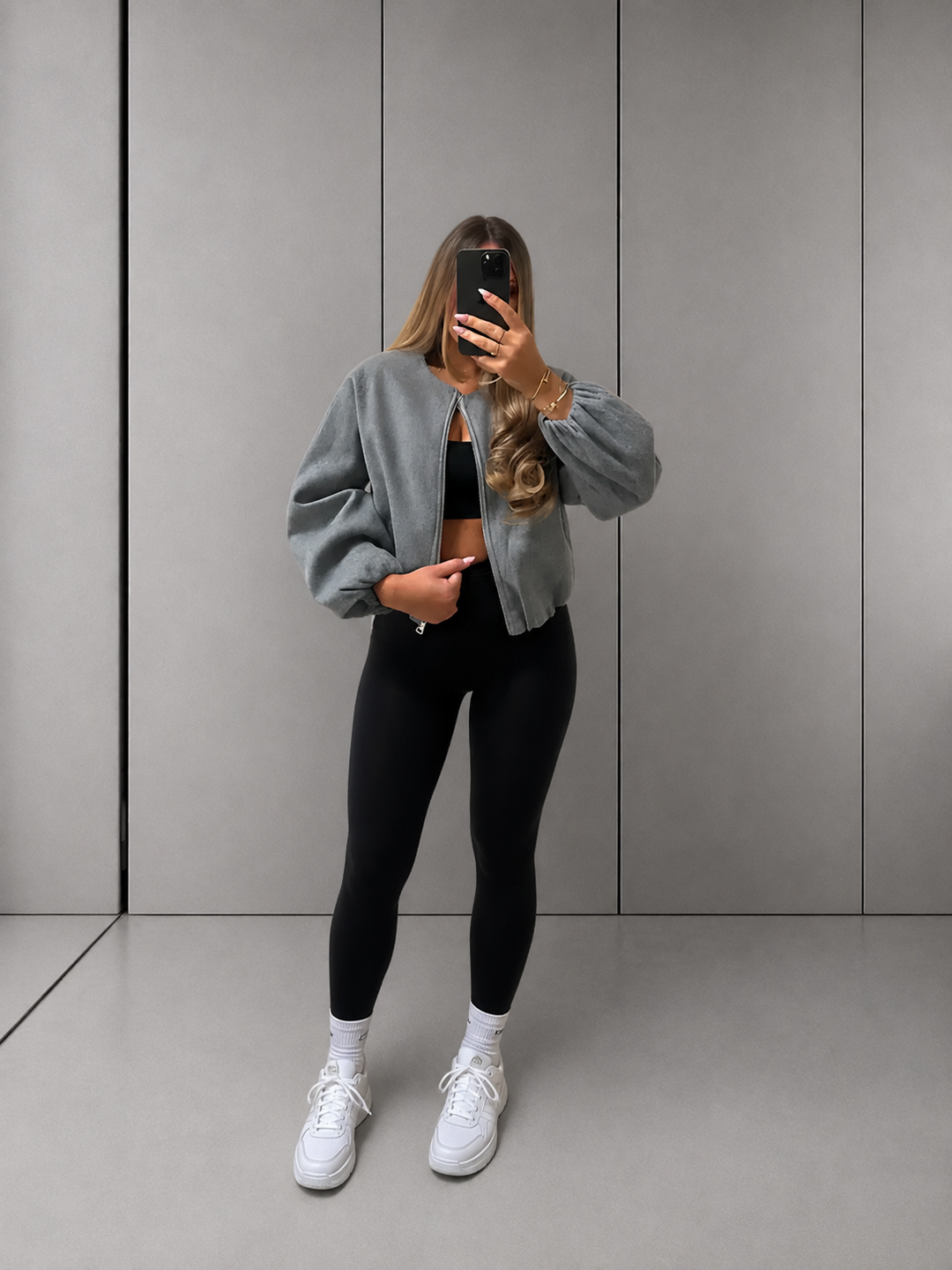 DHANE™ - Chic Long Sleeve Zipper Crop Top Jacket