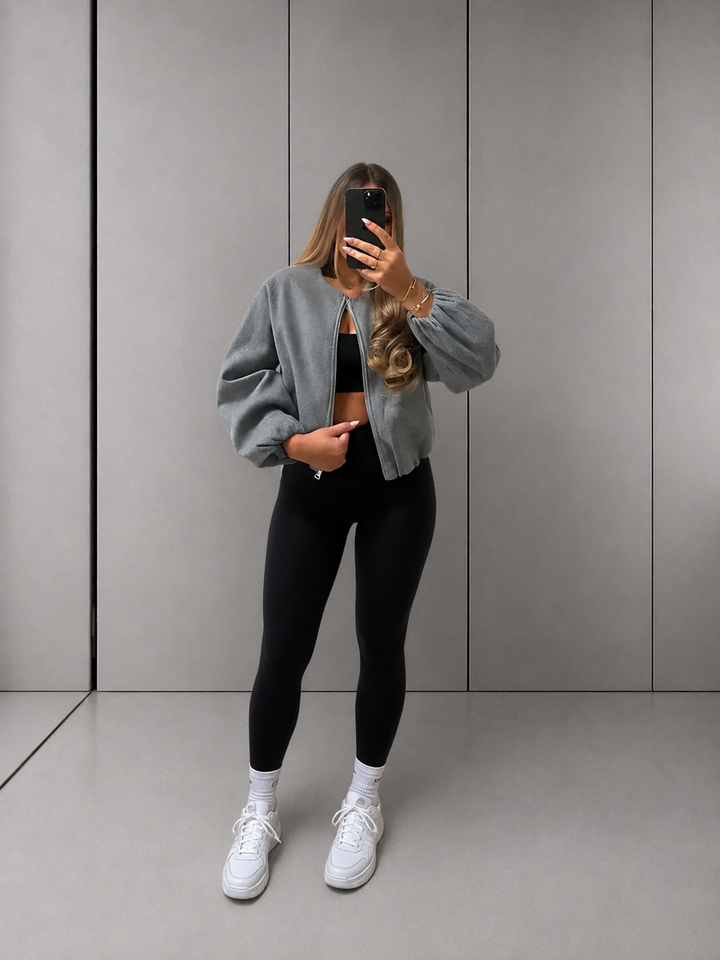 DHANE™ - Chic Long Sleeve Zipper Crop Top Jacket