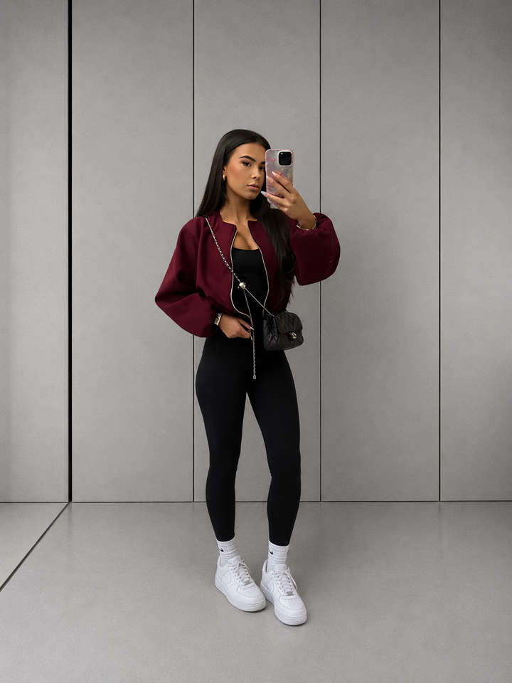 DHANE™ - Chic Long Sleeve Zipper Crop Top Jacket