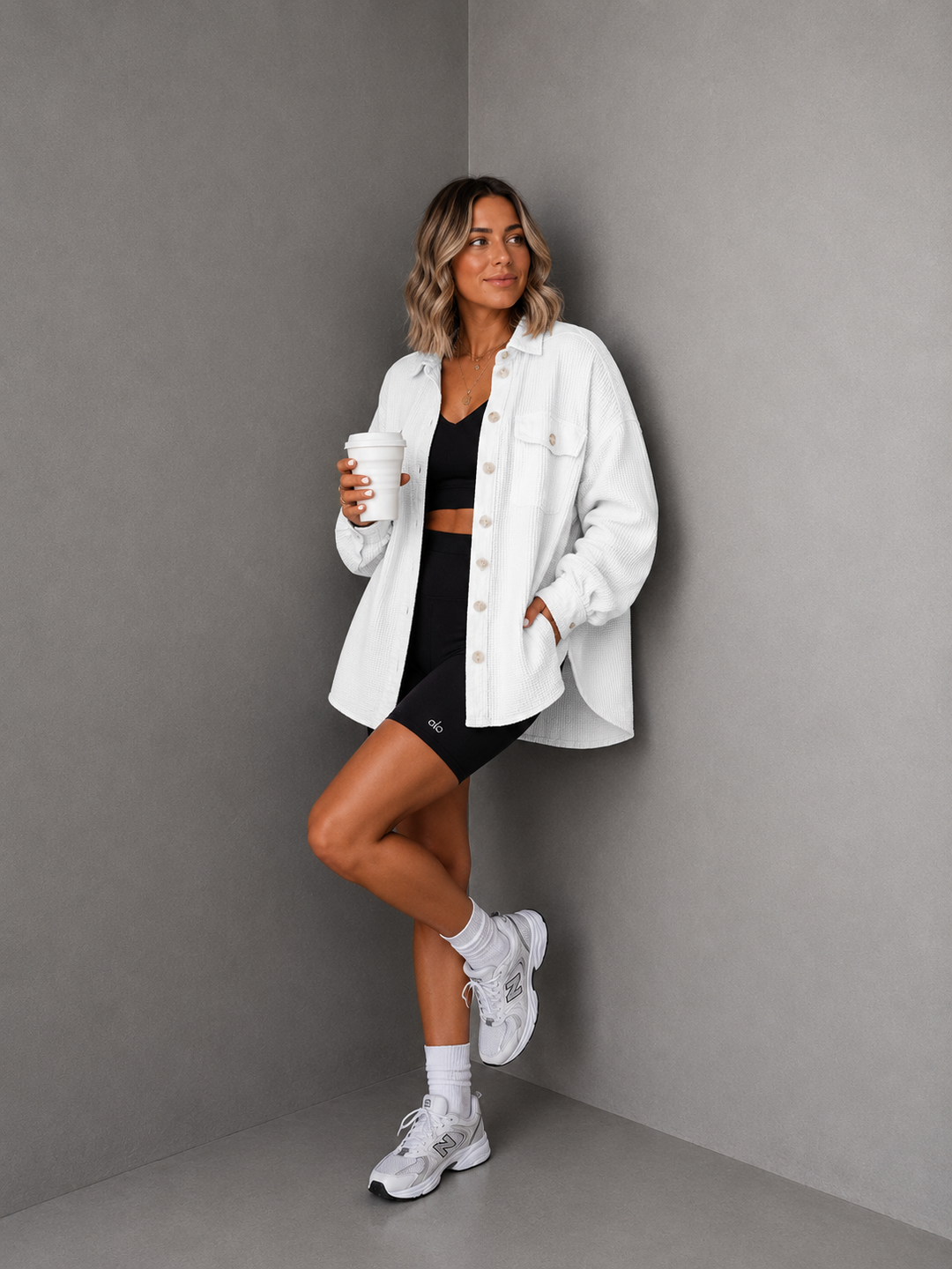 FAYE™ - Cozy Loose Fit Batwing Sleeve Button Down Jacket