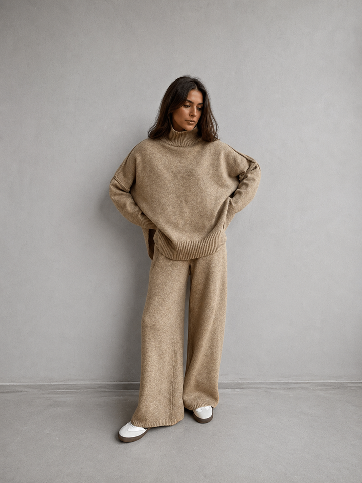 BEATRIX™ – Turtleneck Sweater & Wide Leg Pants Two-Piece Set