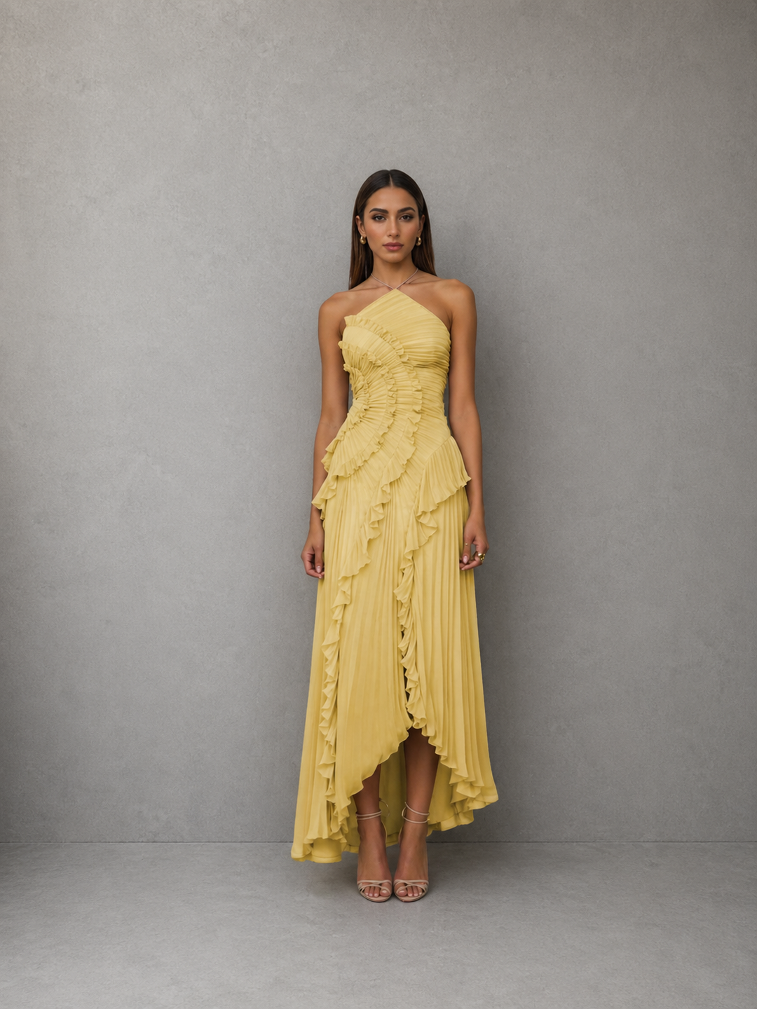 QUINTESSA™ - Elegant Halter Neck Lotus Summer Maxi Dress