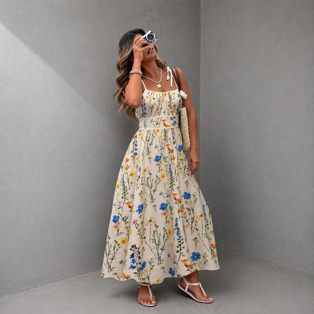 RAHIRA™ - Casual Sleeveless Summer Leaf Print Maxi Dress