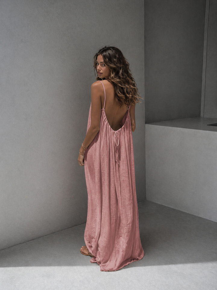 NORALYN™ - Simple Solid Backless Cami Dress for Beach