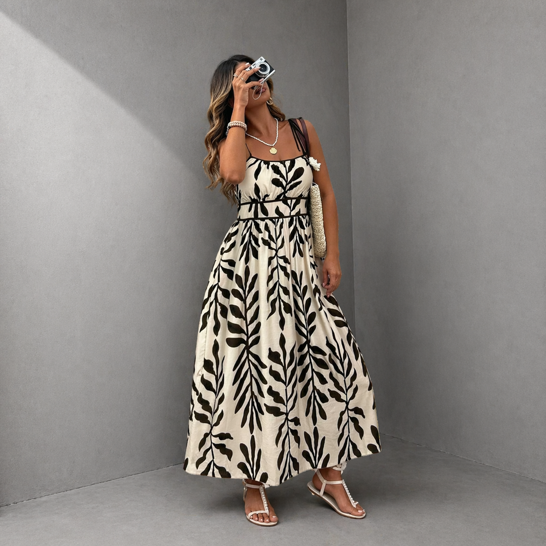 RAHIRA™ - Casual Sleeveless Summer Leaf Print Maxi Dress