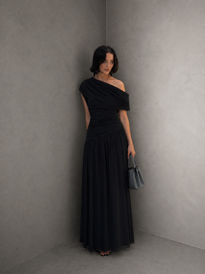 ROSETTA™ - Elegant One Shoulder Evening Maxi Dress