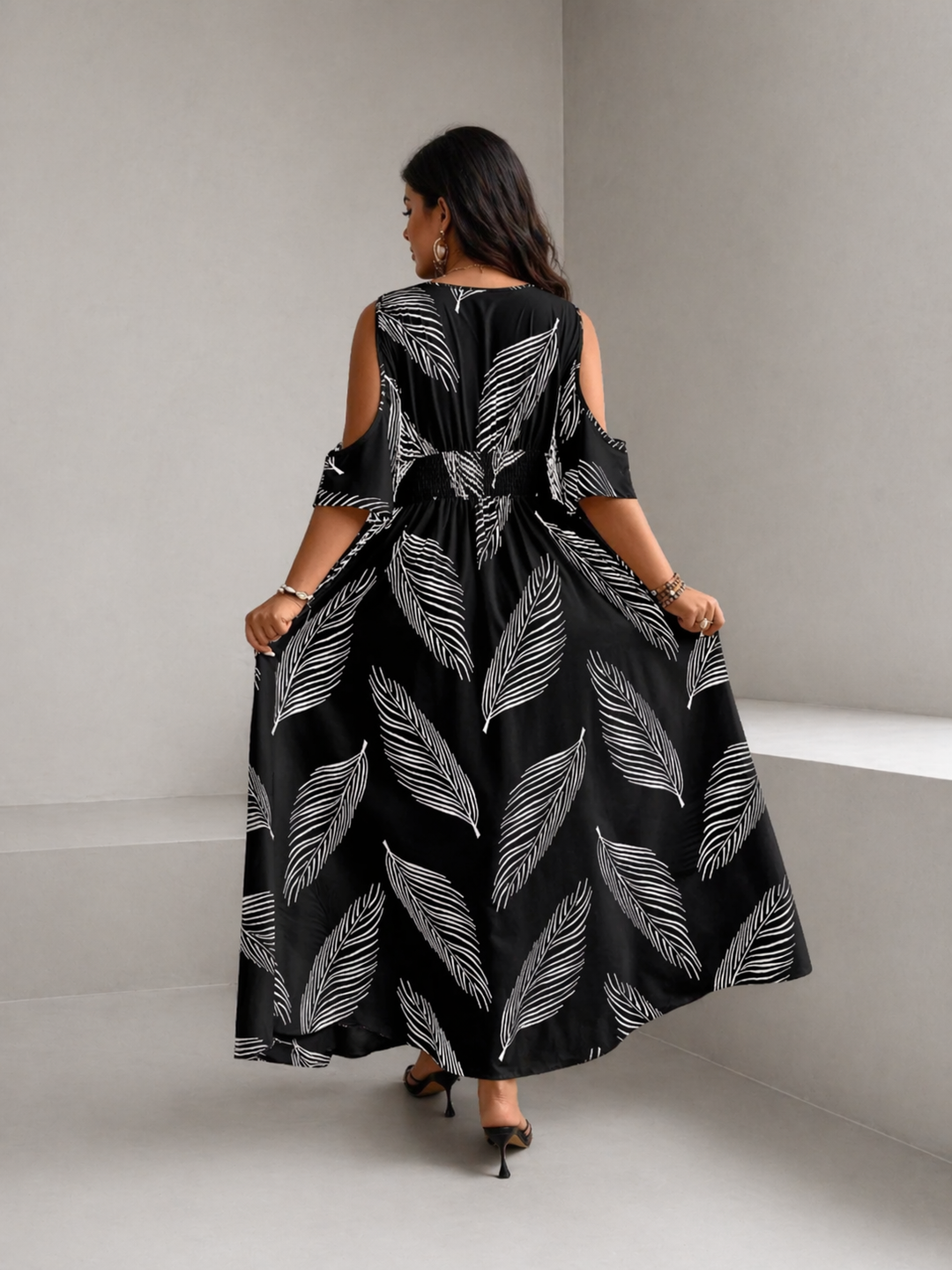 NADINE™ – Sultry V-Neck Printed Maxi Dress