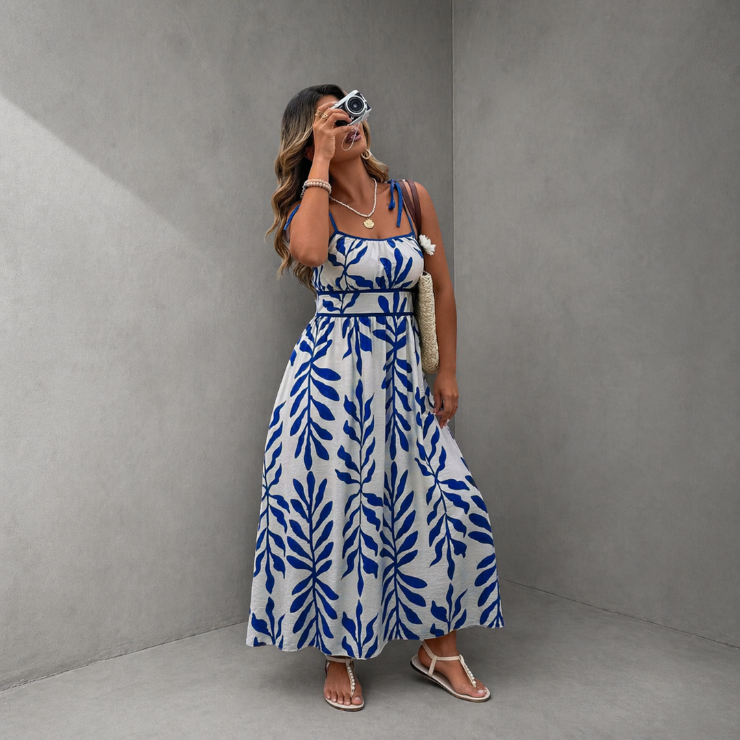 RAHIRA™ - Casual Sleeveless Summer Leaf Print Maxi Dress