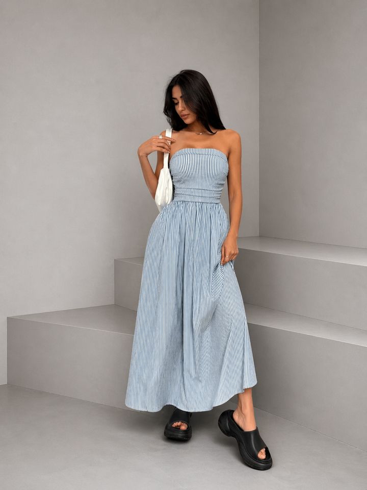 TRELLY™ – Classic Striped Summer Tube Maxi Dress