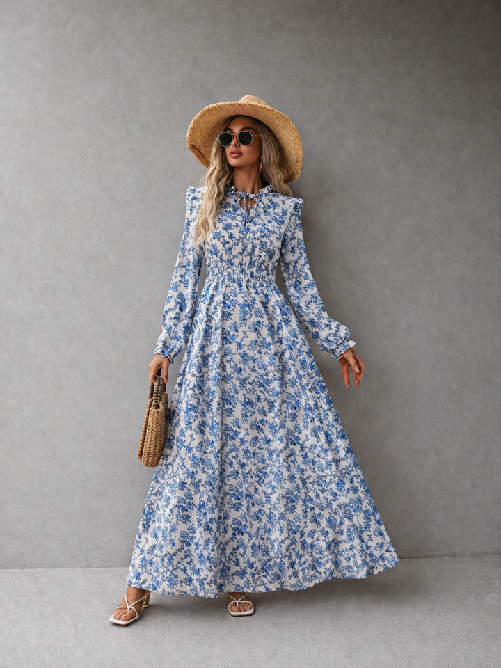 MOREN™ - Elegant Long Sleeve Floral Print A-Line Dress