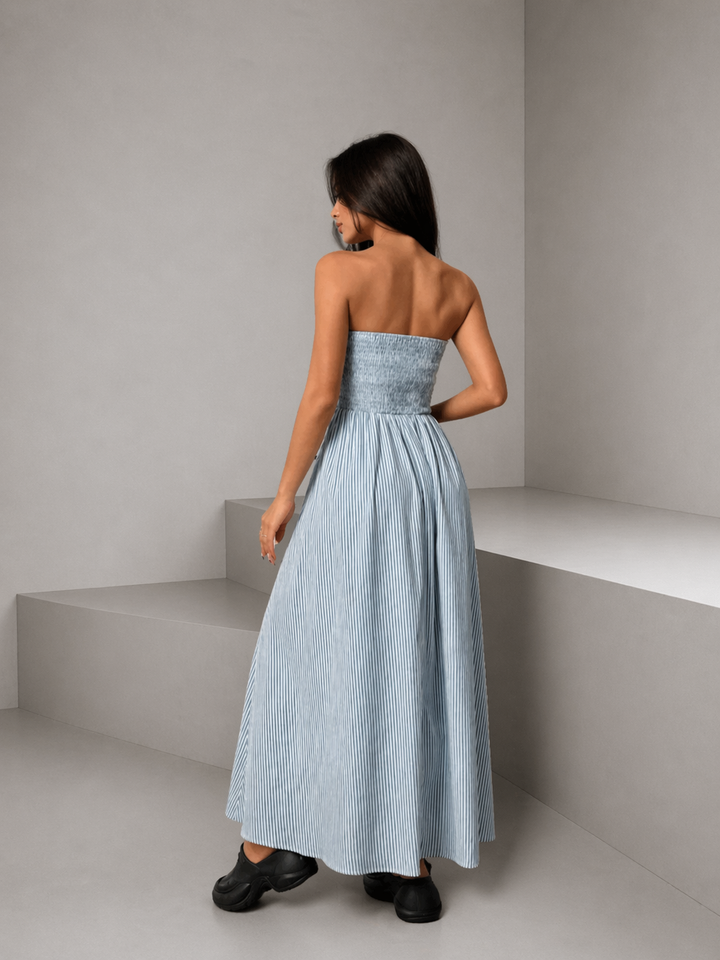 TRELLY™ – Classic Striped Summer Tube Maxi Dress