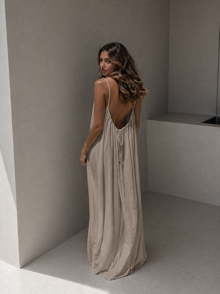 NORALYN™ - Simple Solid Backless Cami Dress for Beach