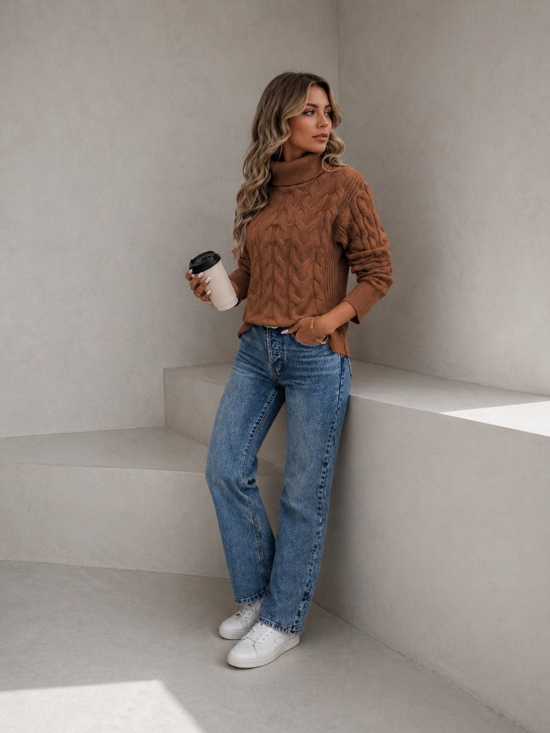 MAIKA™ - Cable Knit Turtleneck Sweater