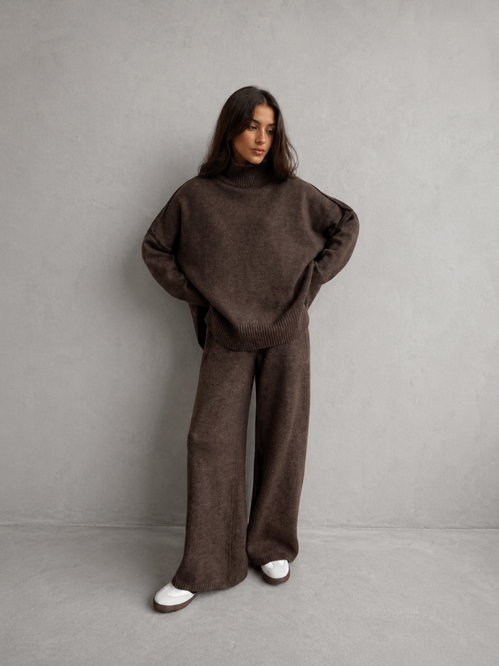 BEATRIX™ – Turtleneck Sweater & Wide Leg Pants Two-Piece Set