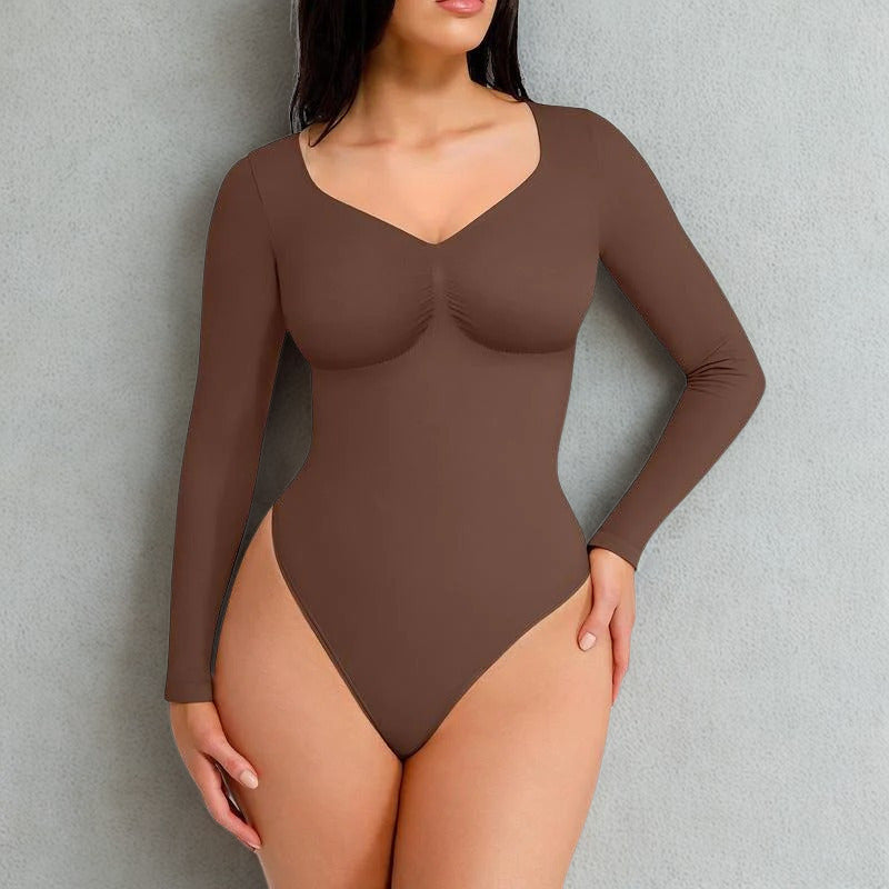 SONYA™ - Seamless Shaping Long Sleeve Thong Bodysuit for Comfort