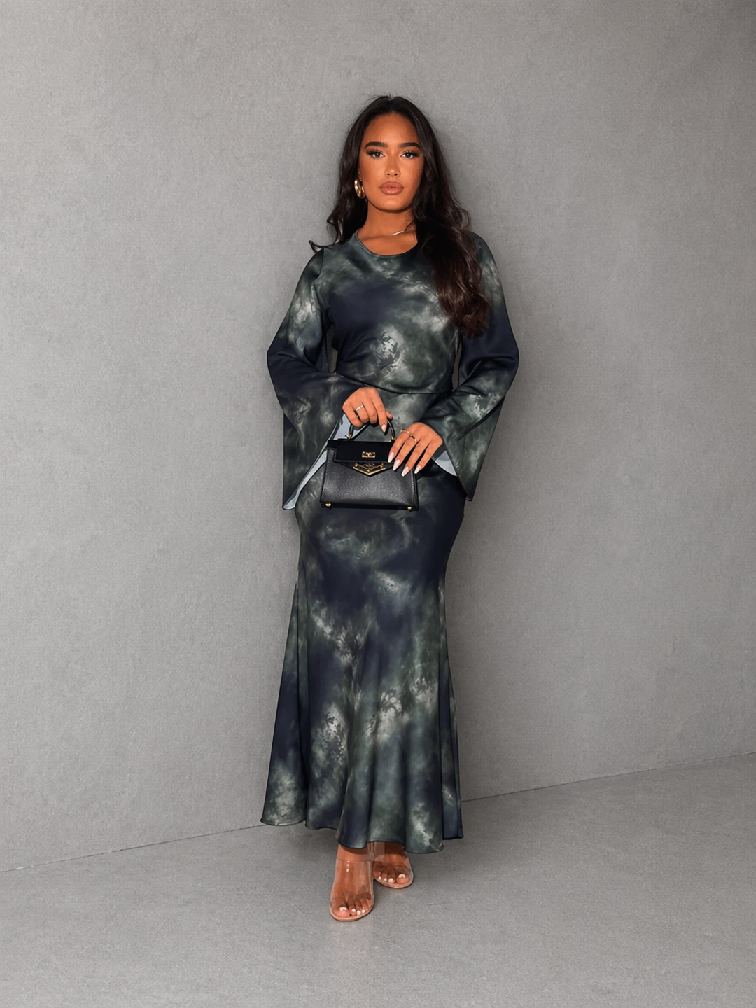 ARIANA™ – Elegant Satin Fitted with Tie Back Maxi Dress