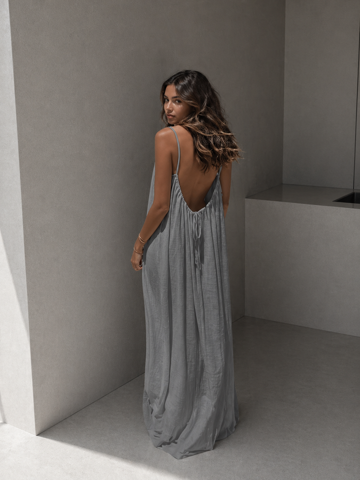 NORALYN™ - Simple Solid Backless Cami Dress for Beach