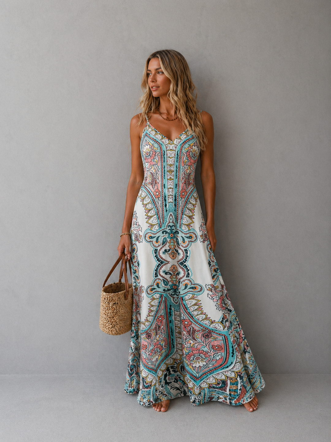 OTTILIE™ – Boho Floral Print Sleeveless Dress