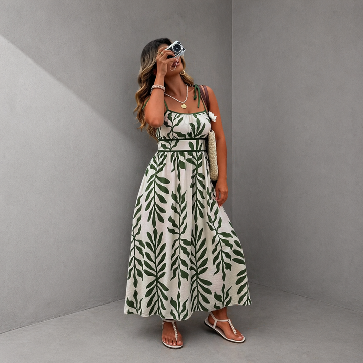 RAHIRA™ - Casual Sleeveless Summer Leaf Print Maxi Dress