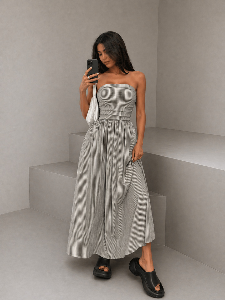 TRELLY™ – Classic Striped Summer Tube Maxi Dress