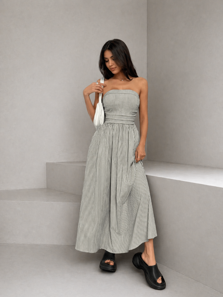 TRELLY™ – Classic Striped Summer Tube Maxi Dress