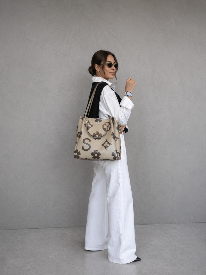 CELINA™ – Embossed Floral Tote & Crossbody Handbag Set