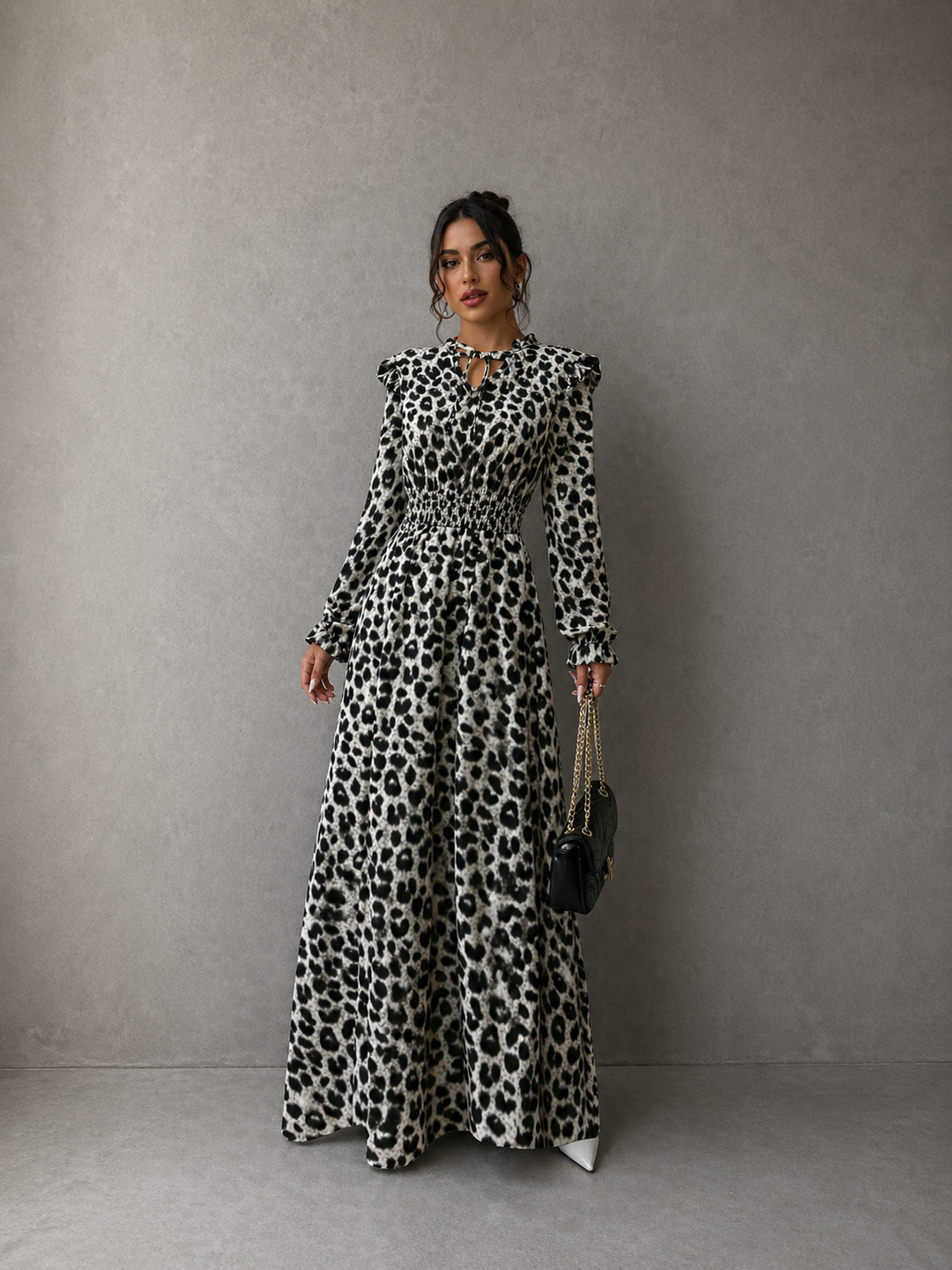 MOREN™ - Elegant Long Sleeve Floral Print A-Line Dress