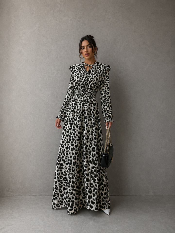 MOREN™ - Elegant Long Sleeve Floral Print A-Line Dress