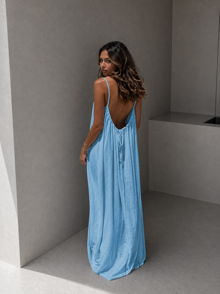 NORALYN™ - Simple Solid Backless Cami Dress for Beach