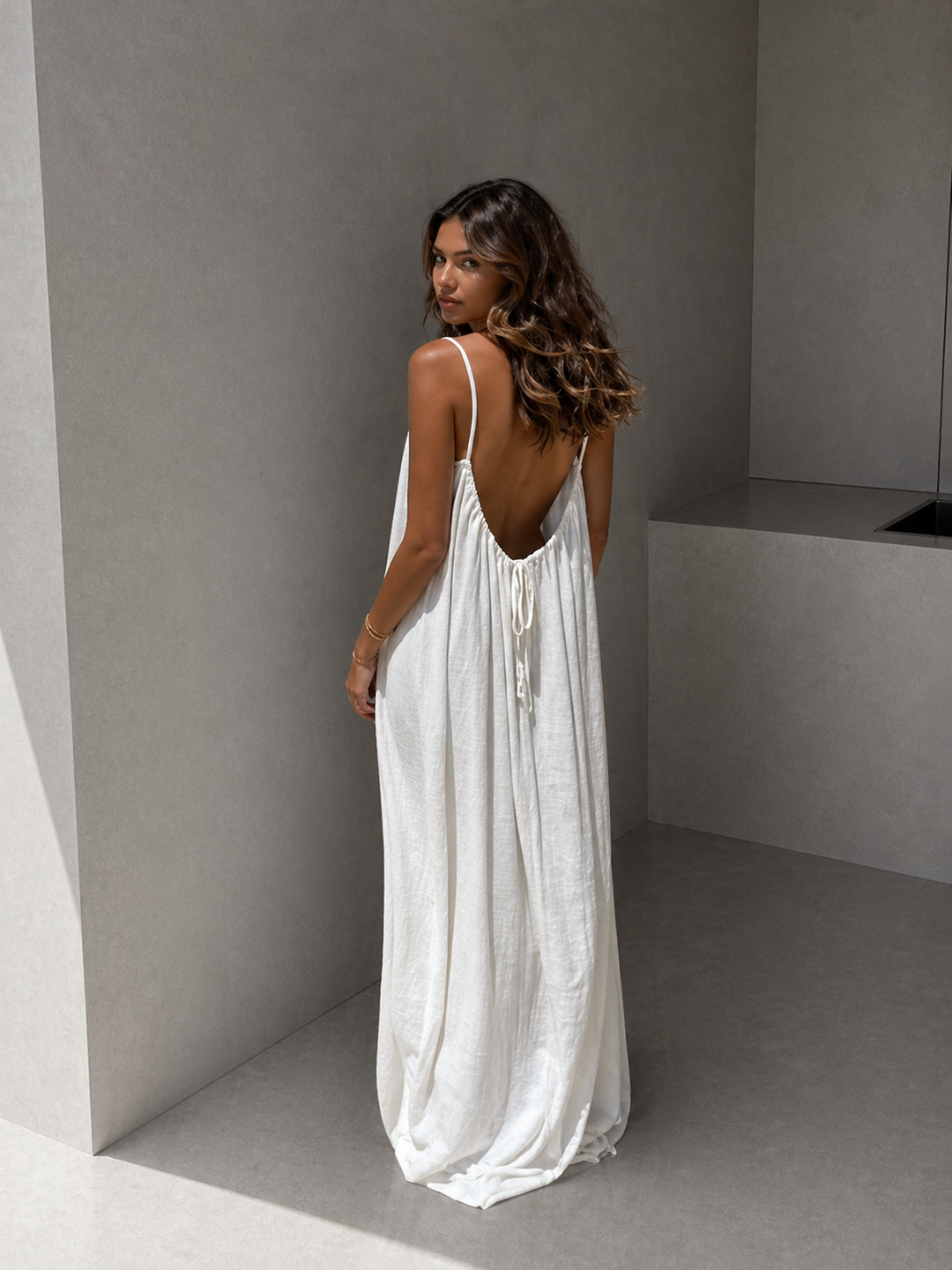 NORALYN™ - Simple Solid Backless Cami Dress for Beach