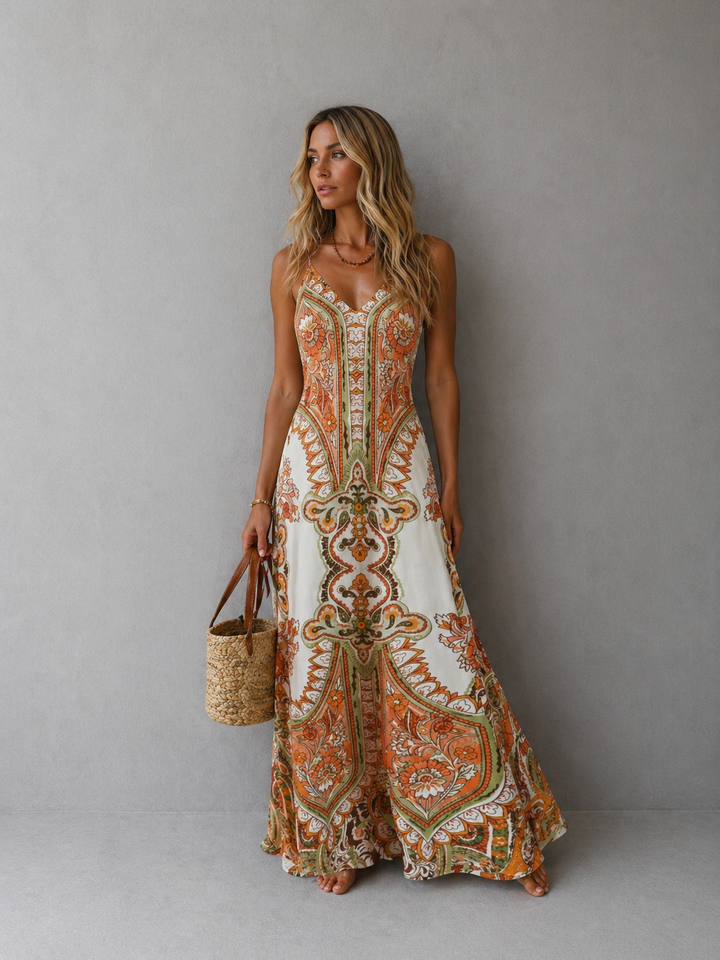 OTTILIE™ – Boho Floral Print Sleeveless Dress