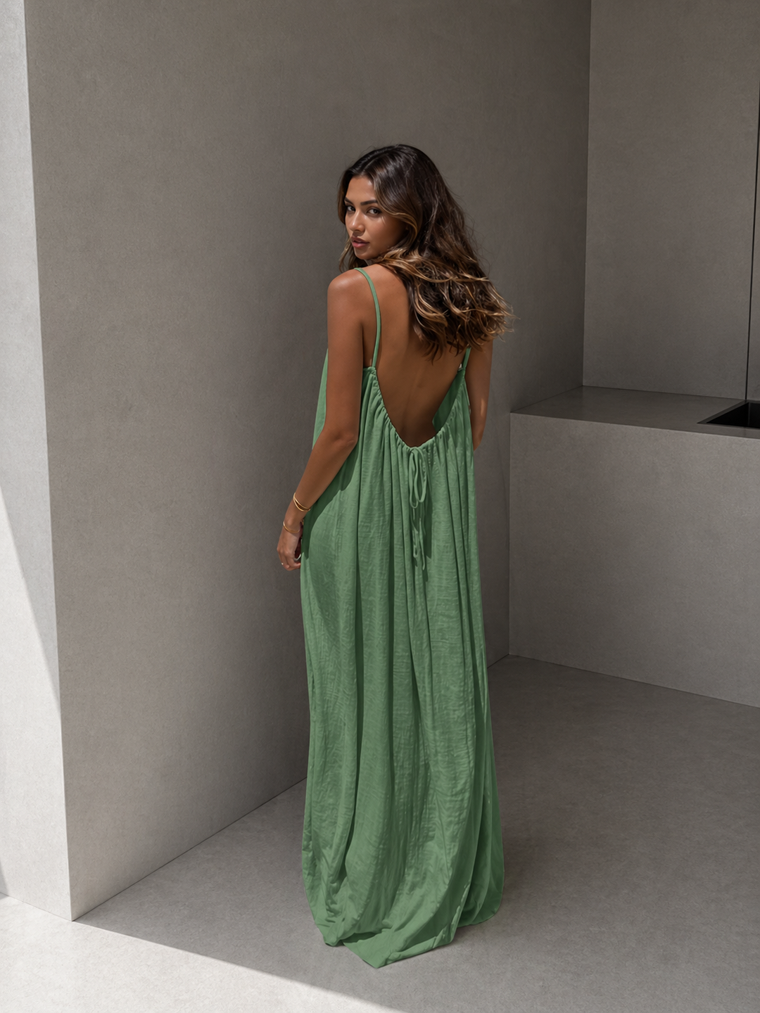 NORALYN™ - Simple Solid Backless Cami Dress for Beach