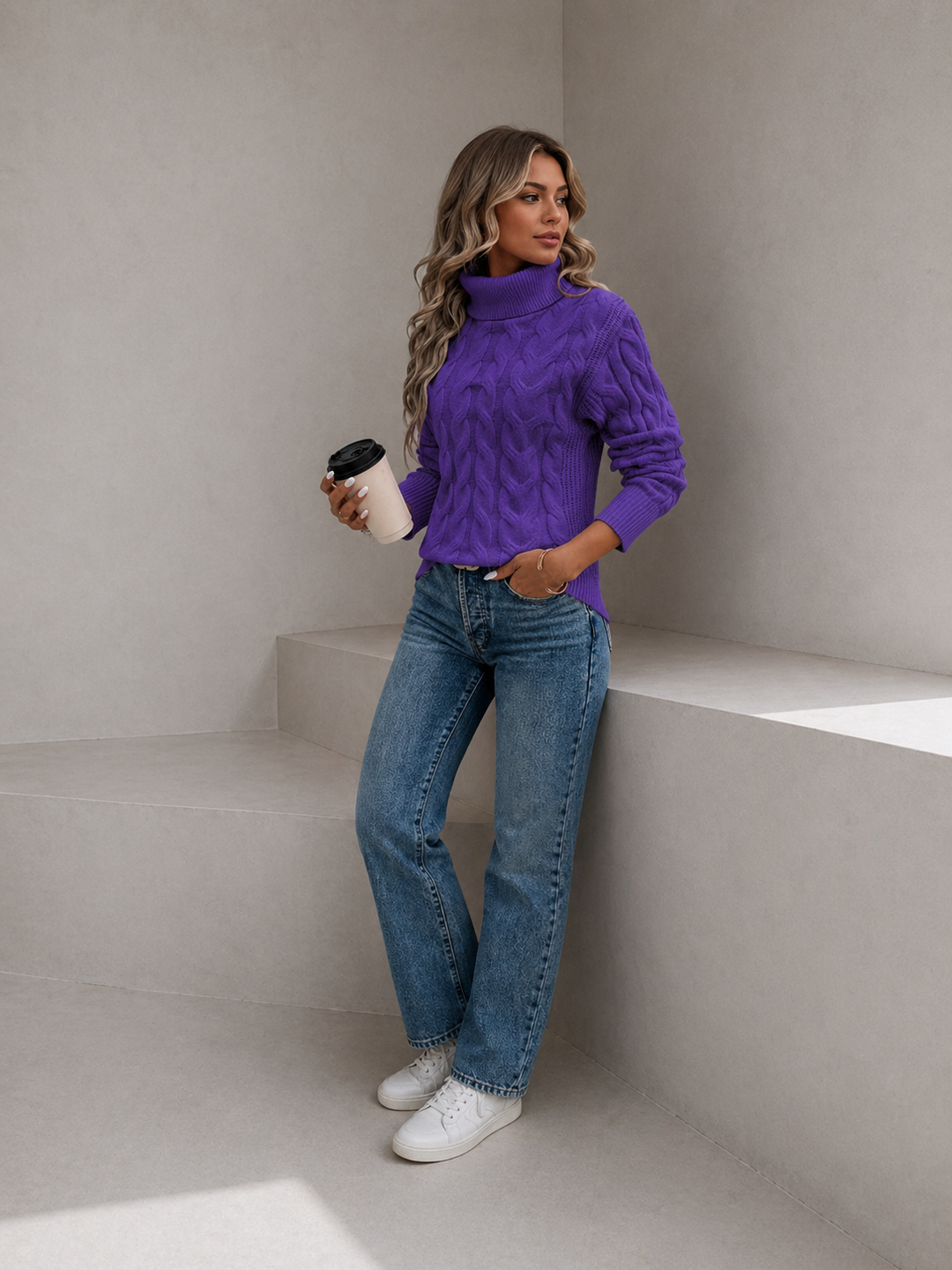 MAIKA™ - Cable Knit Turtleneck Sweater