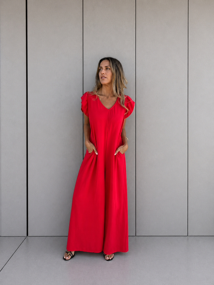CASSANDRA™ - Trendy V-Neck Jumpsuit