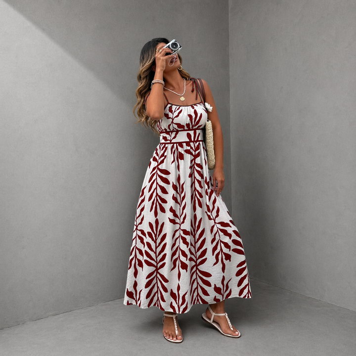 RAHIRA™ - Casual Sleeveless Summer Leaf Print Maxi Dress