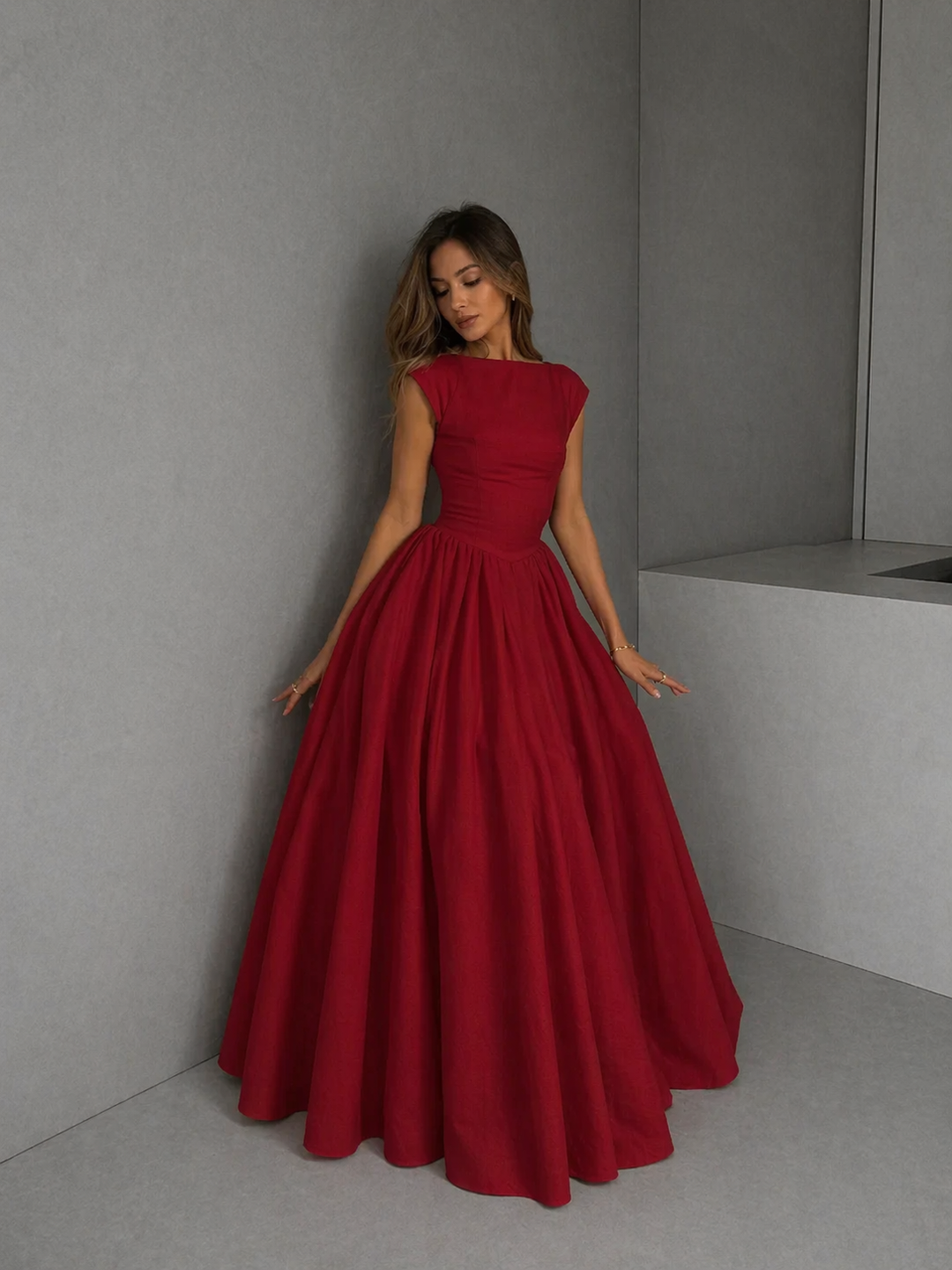 CLARISSA™ – Chic Bardot Backless Maxi Dress