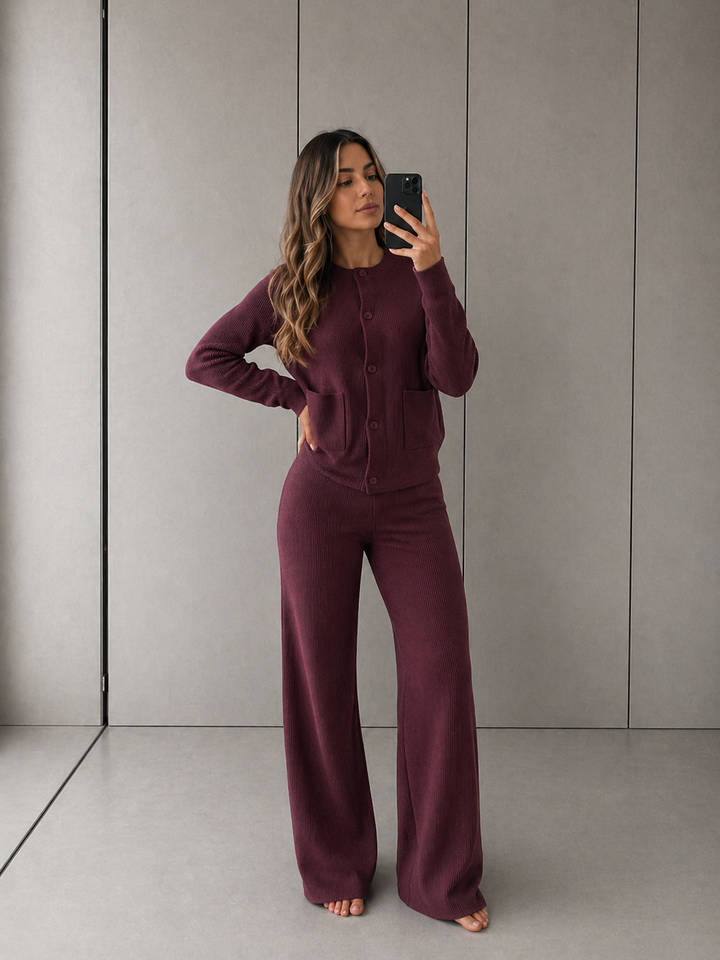 LUCIA™ - Cozy Knit Sweater & Wide Leg Two-Piece Set