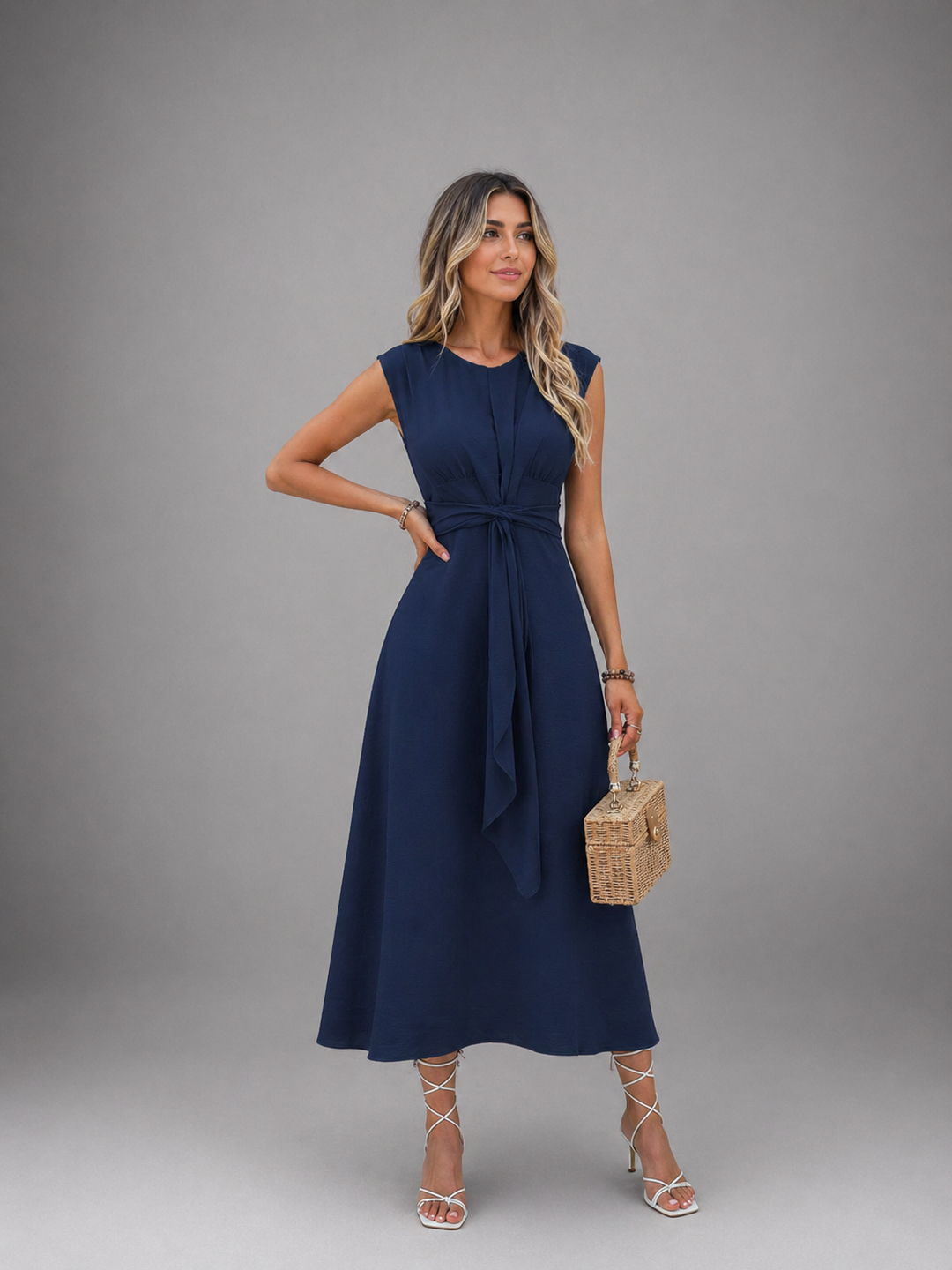 MIYA™ - Stylish Waist-Tie Long Sleeveless Dress