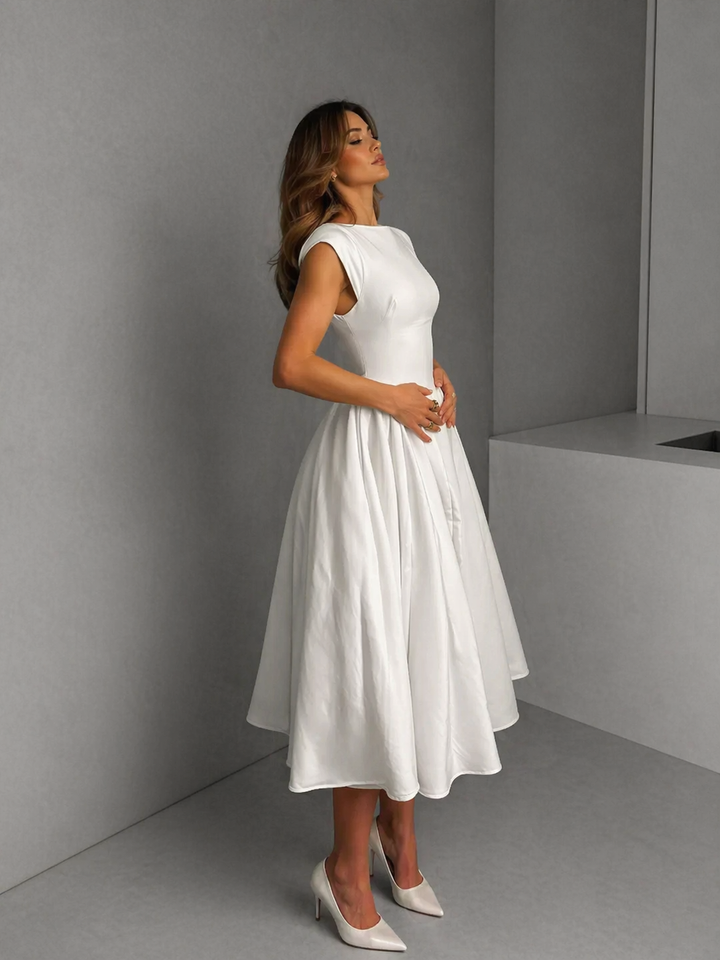 CLARISSA™ – Chic Bardot Backless Maxi Dress