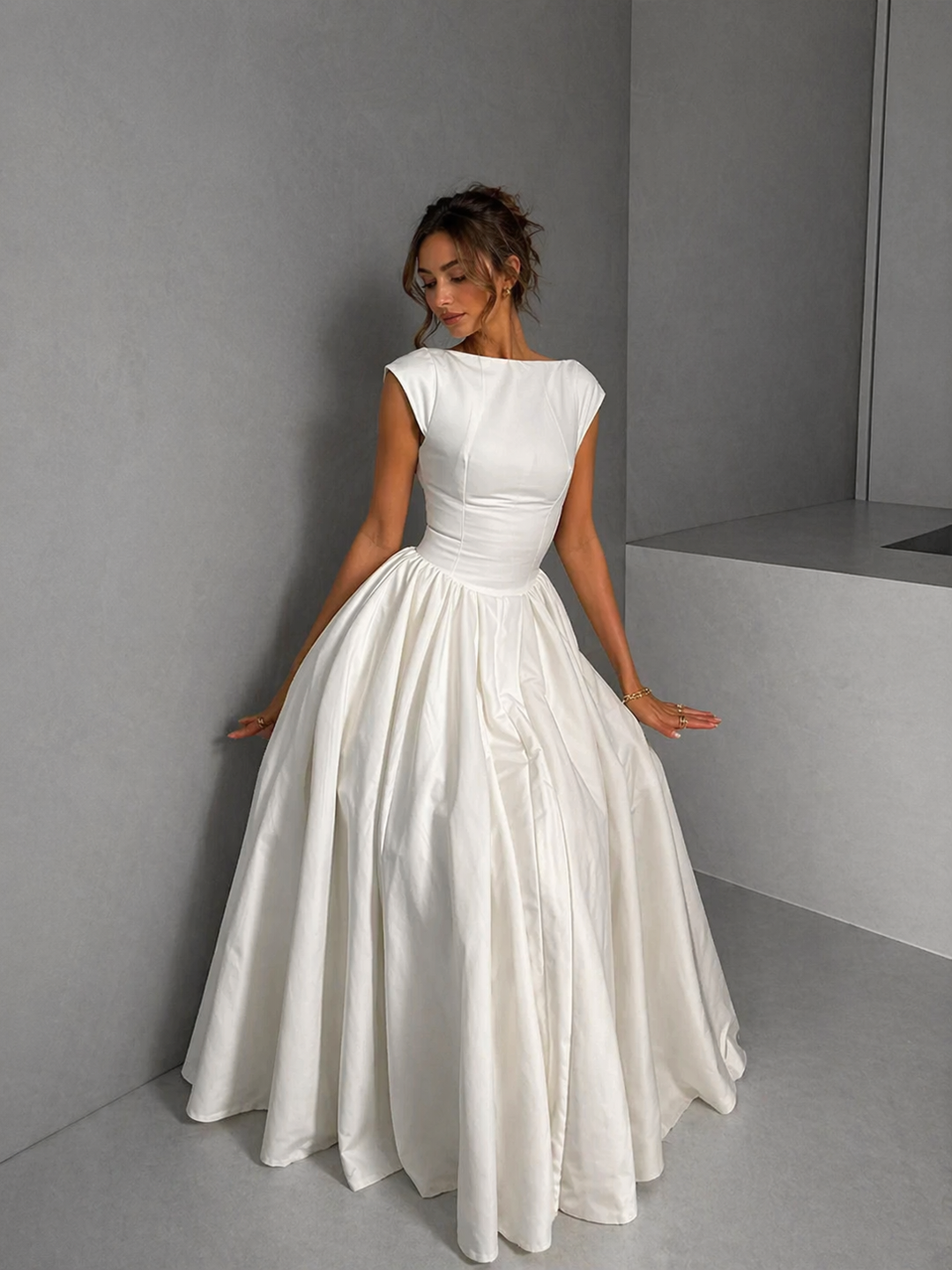CLARISSA™ – Chic Bardot Backless Maxi Dress