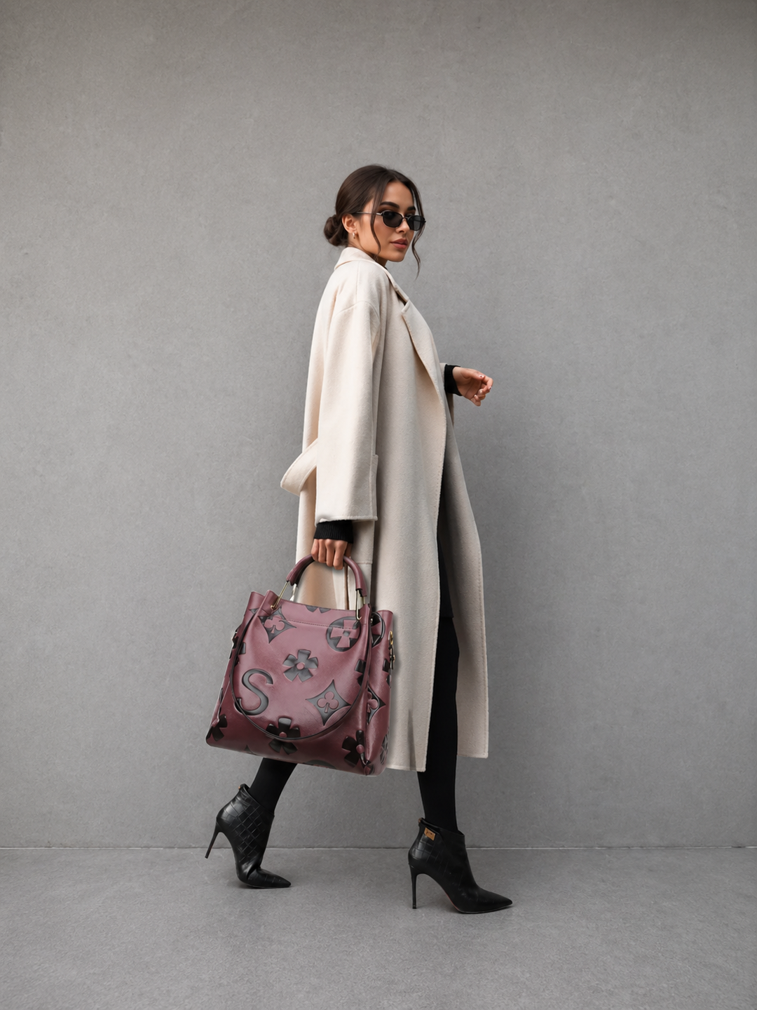 CELINA™ – Embossed Floral Tote & Crossbody Handbag Set
